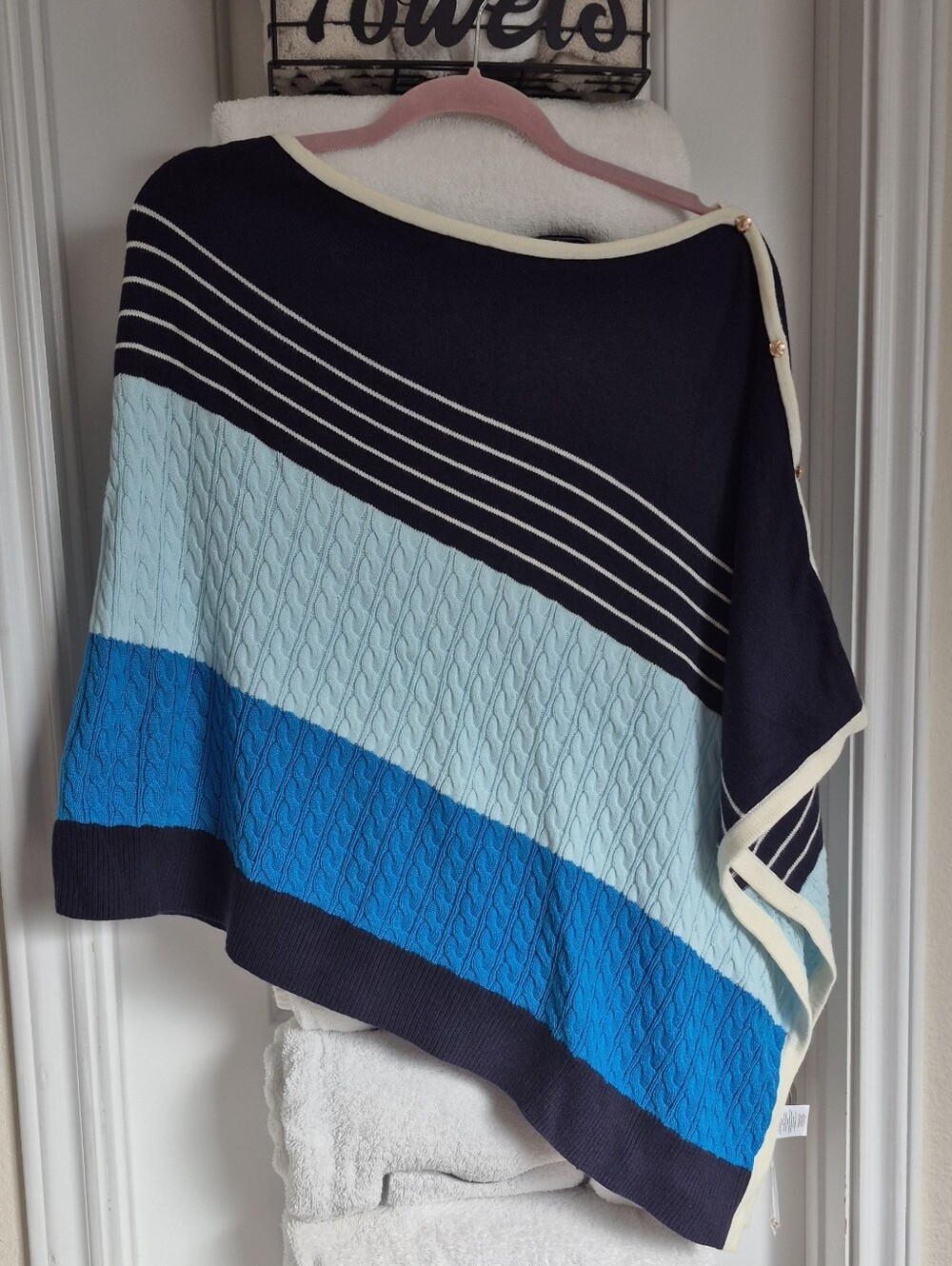 Talbots Navy and White Knit Top Size M/L. NWT